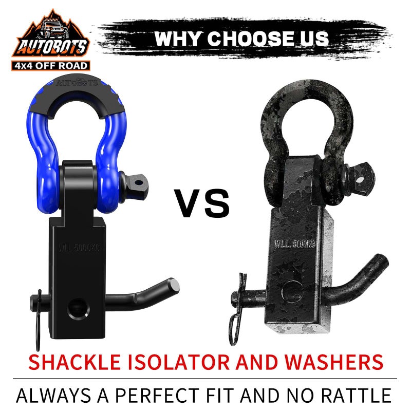 AUTOBOTS Tow Hitch Receiver 2", 45,000 Lbs Break Strength Shackle Hitch Receiver with 5/8" Screw Pin, 3/4 Shackle, Towing Accessories for Vehicle Trailer Recovery Off-Road Blue&Black - Image 5